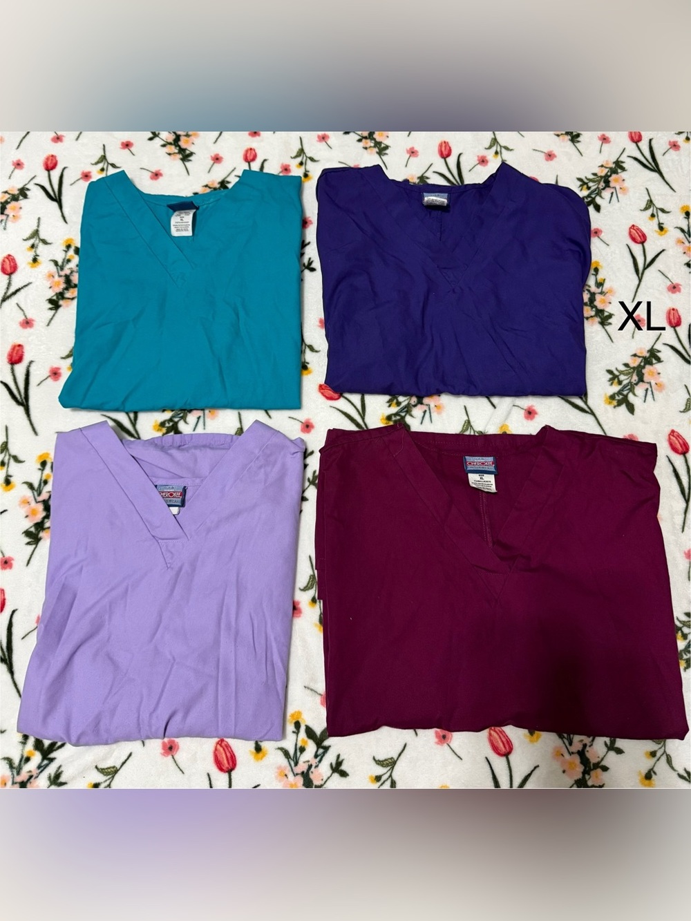 Assorted Women’s Cherokee V-Neck Scrub Tops - Teal, Purple, Lavender, Wine